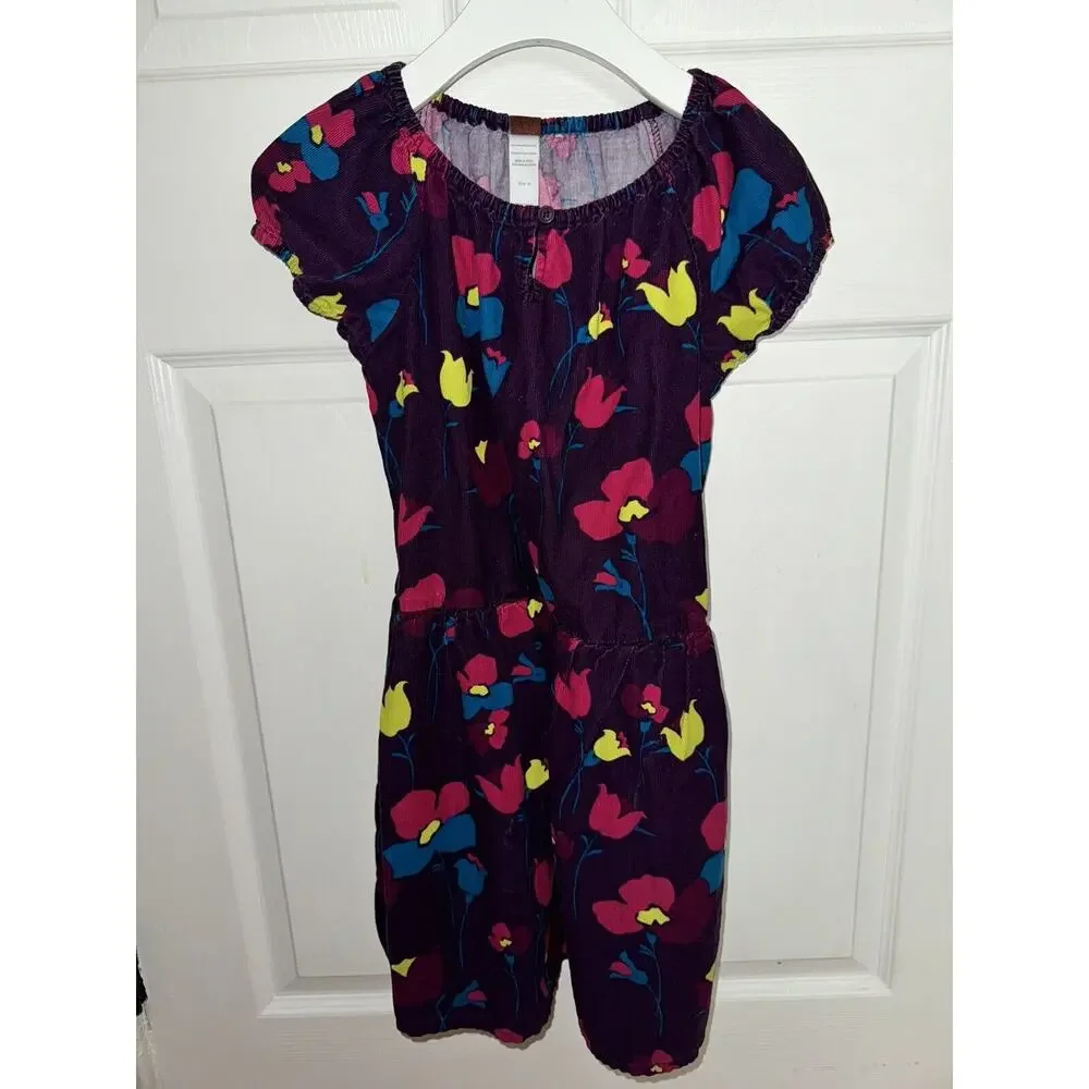 Tea Collection Plum Purple Floral Print Corduroy Dress‎ Cotton Size 10